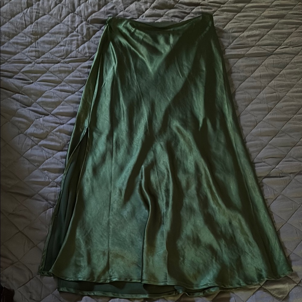 12th Tribe Green Satin Skirt